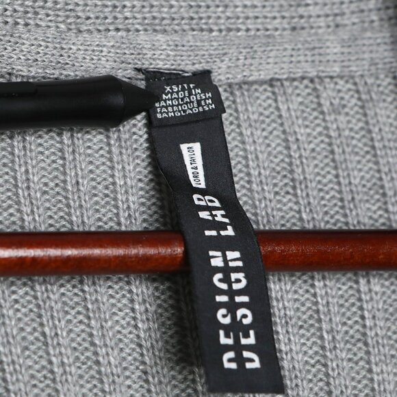 Design Labs Lord & Taylor Knit Long Duster Cardigan Sweater Grey Zipper Sleeve - Picture 4 of 6
